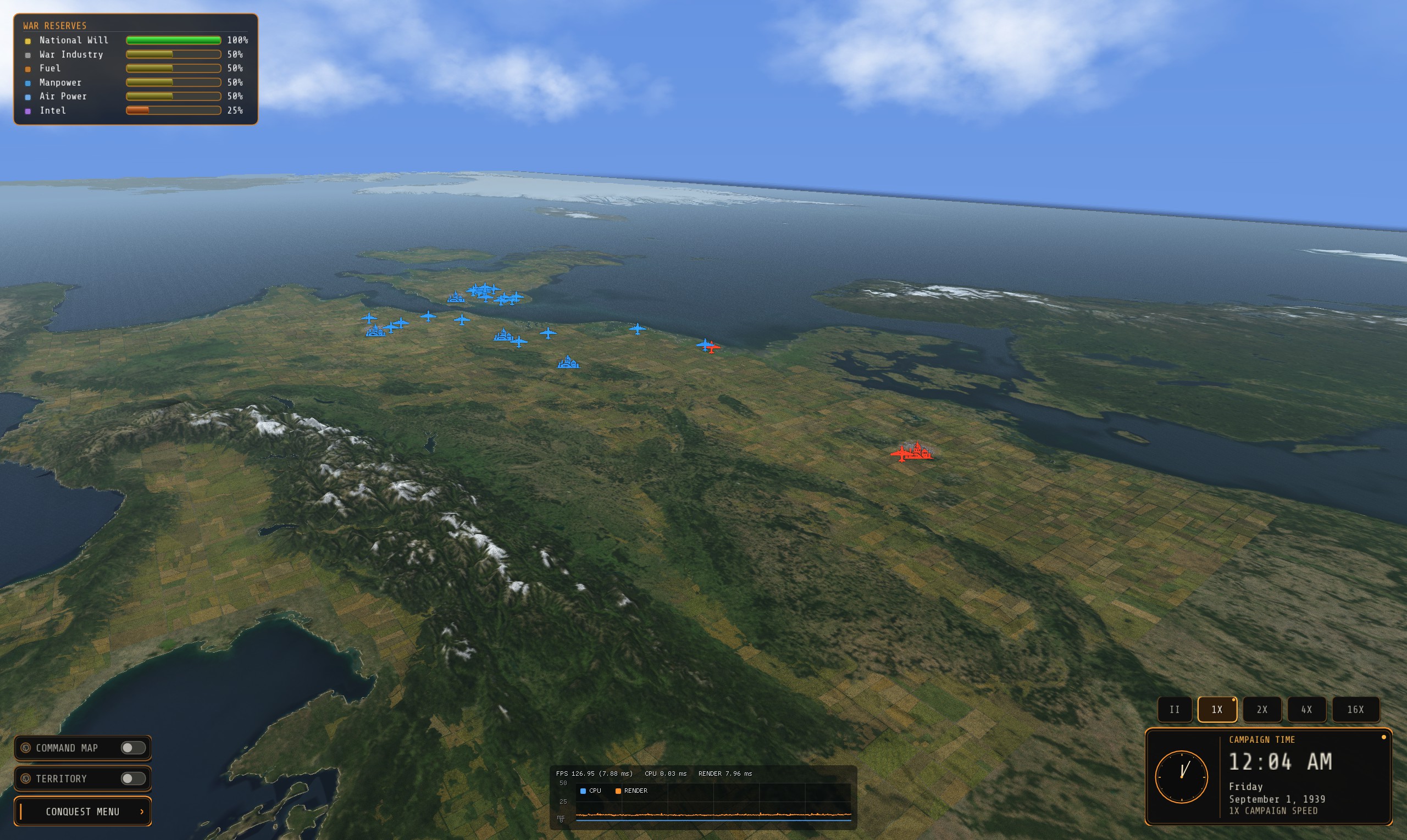 Campaign time interface in 20th Century Warfare