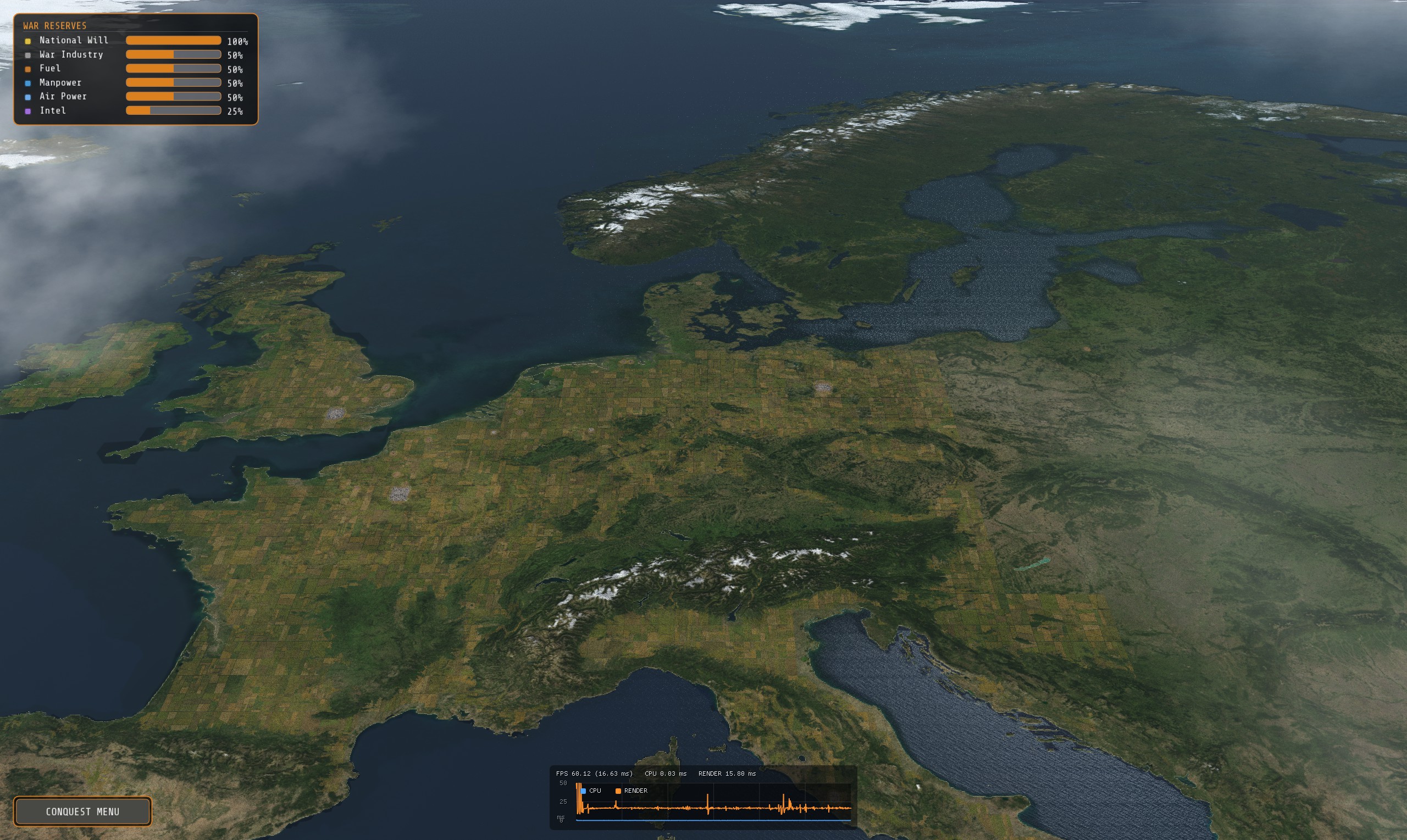 Wide view of European terrain in 20th Century Warfare